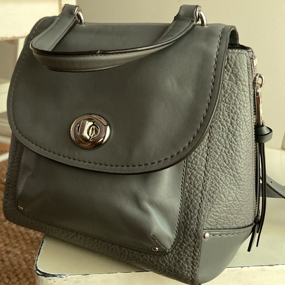 New: Coach Faye Convertible Bag . Buffalo Embossed Leather. Grey. - Picture 11 of 16